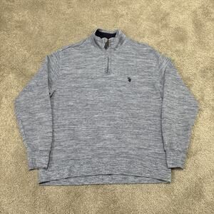 U.S. Polo Assn Quarter Zip Sweater Men’s Medium Blue Knit Pullover Logo Classic